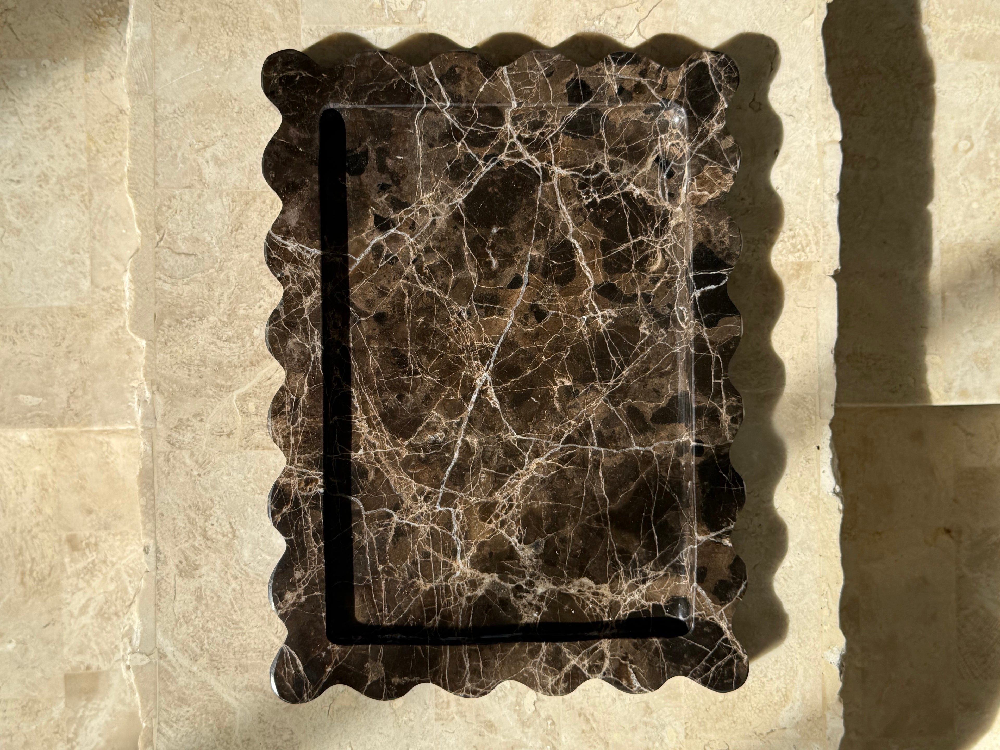 Brown rectangle marble tray