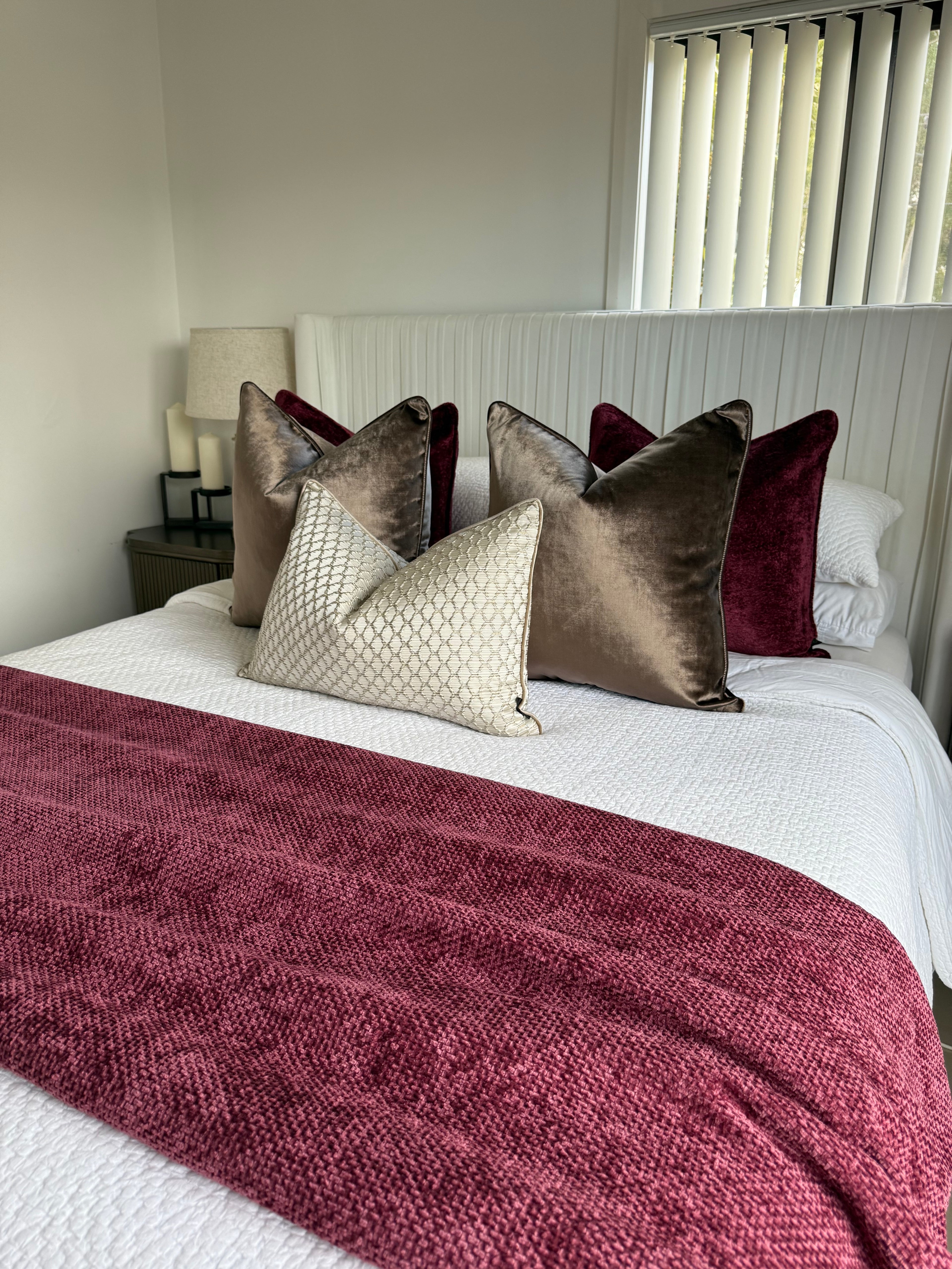 Burgundy weave throw blanket