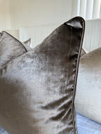 Dark brown velvet cushion cover