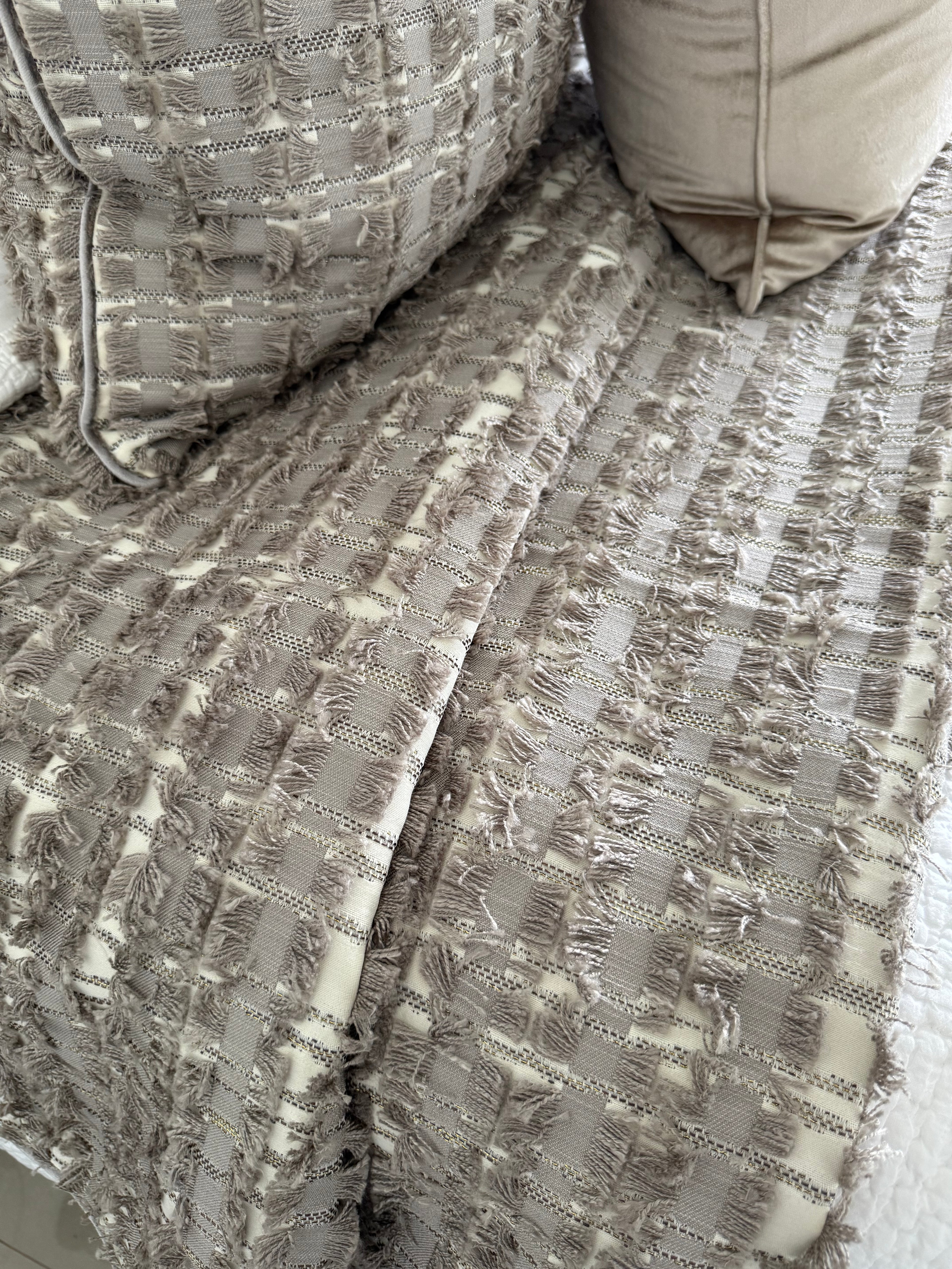 Woven fringe luxe throw blanket