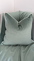 Mint & White Piping | Velvet Throw