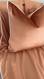 Luxury Velvet | Coral & White Piping Throw