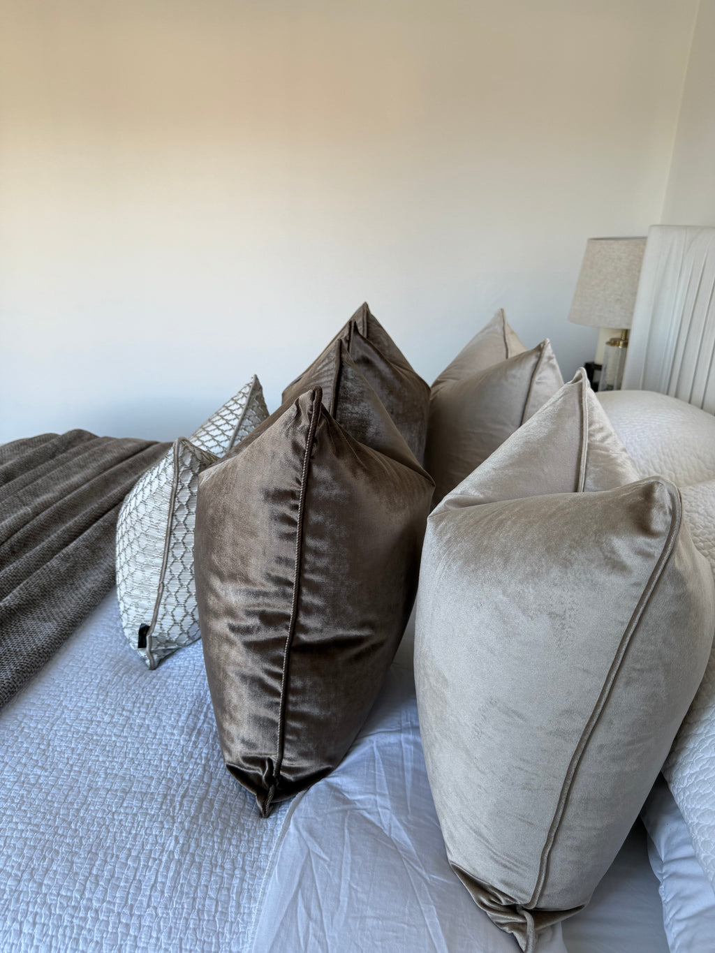 Dark brown velvet cushion cover