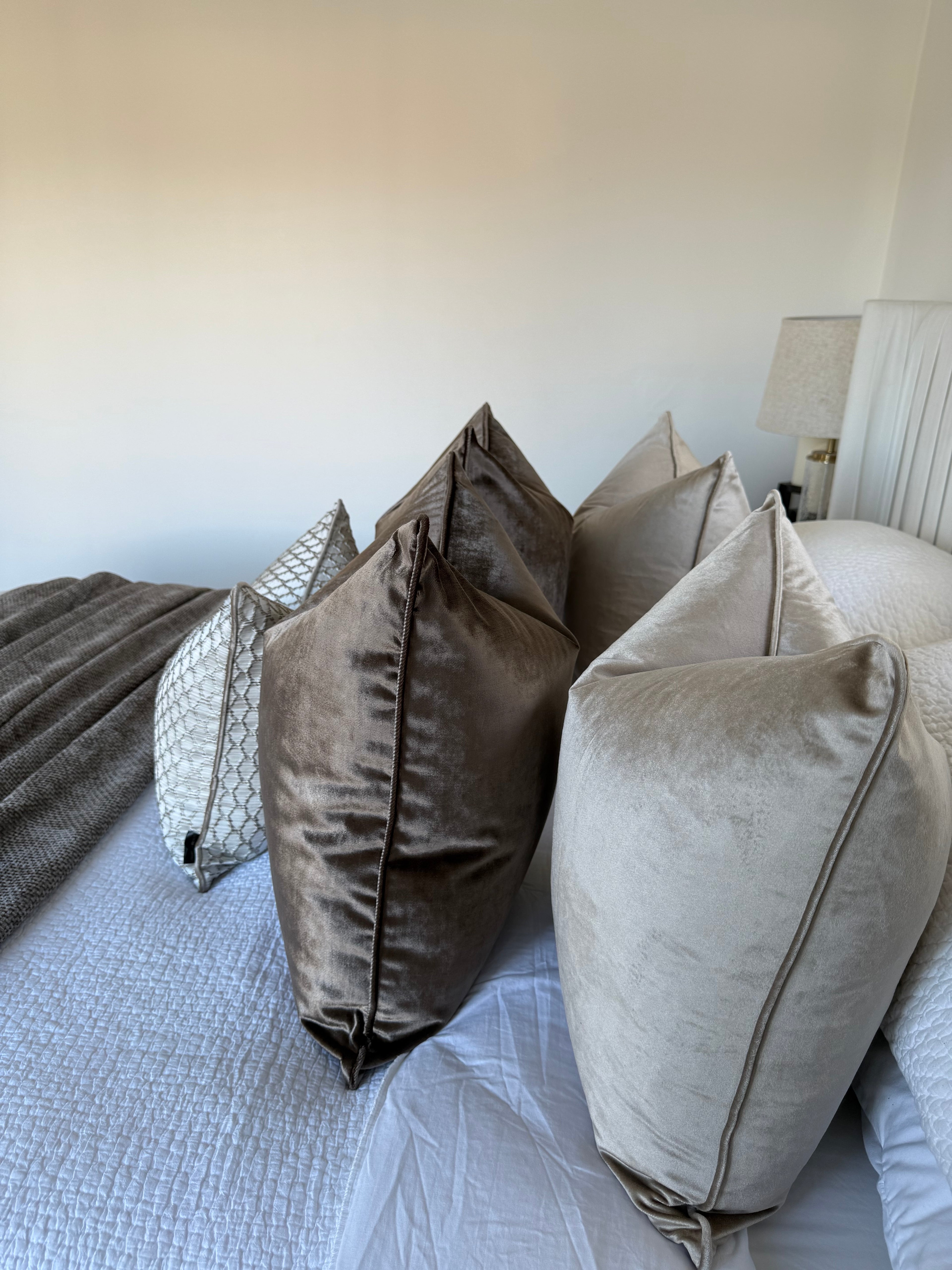 Dark brown velvet cushion cover