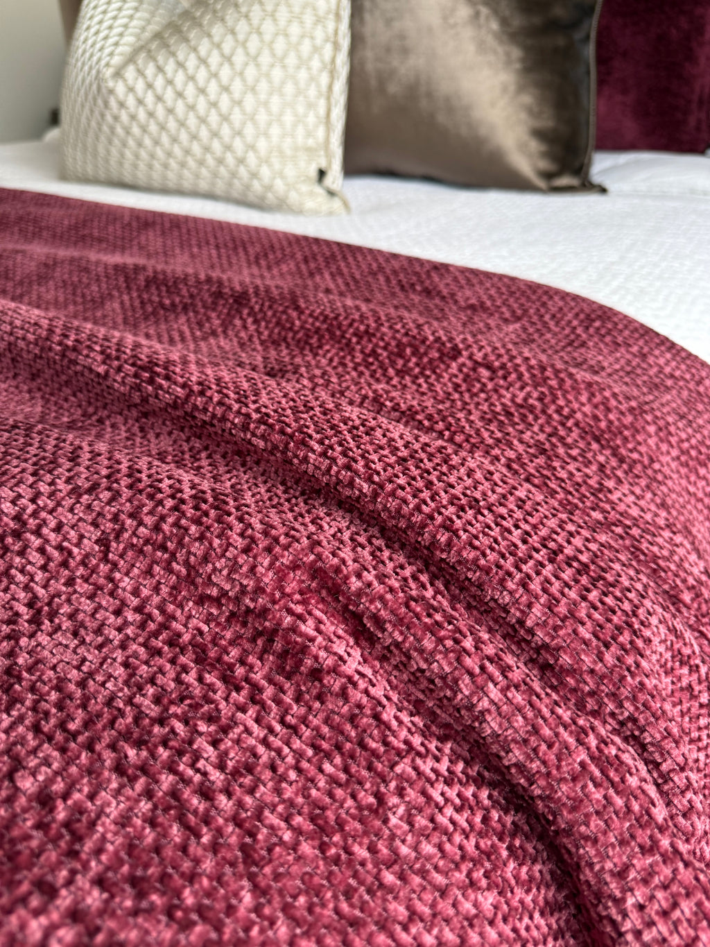 Burgundy weave throw blanket
