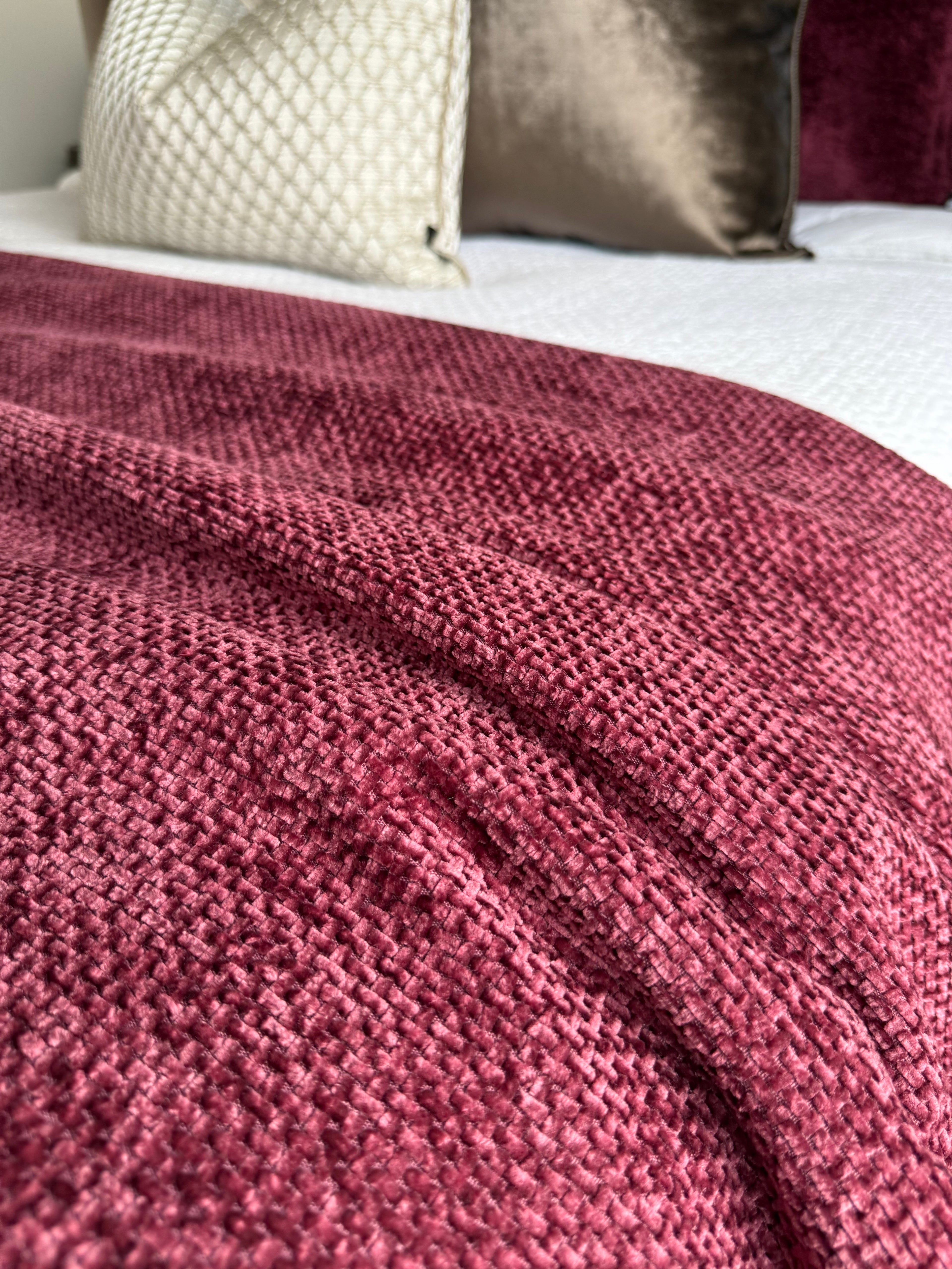 Burgundy weave throw blanket