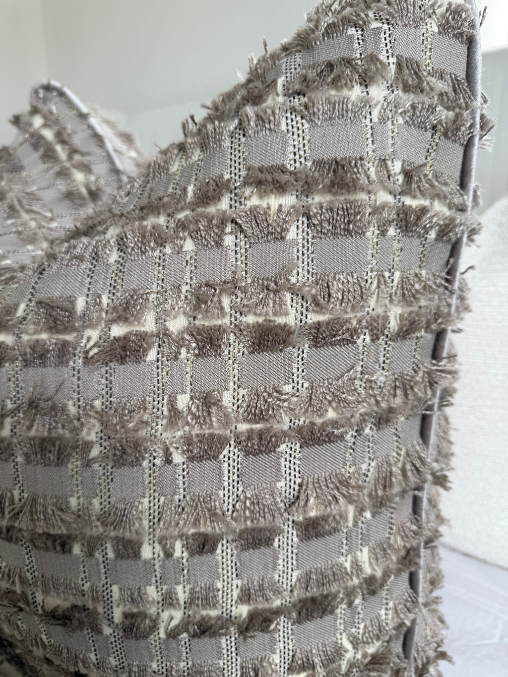 Woven fringe luxe cushion cover