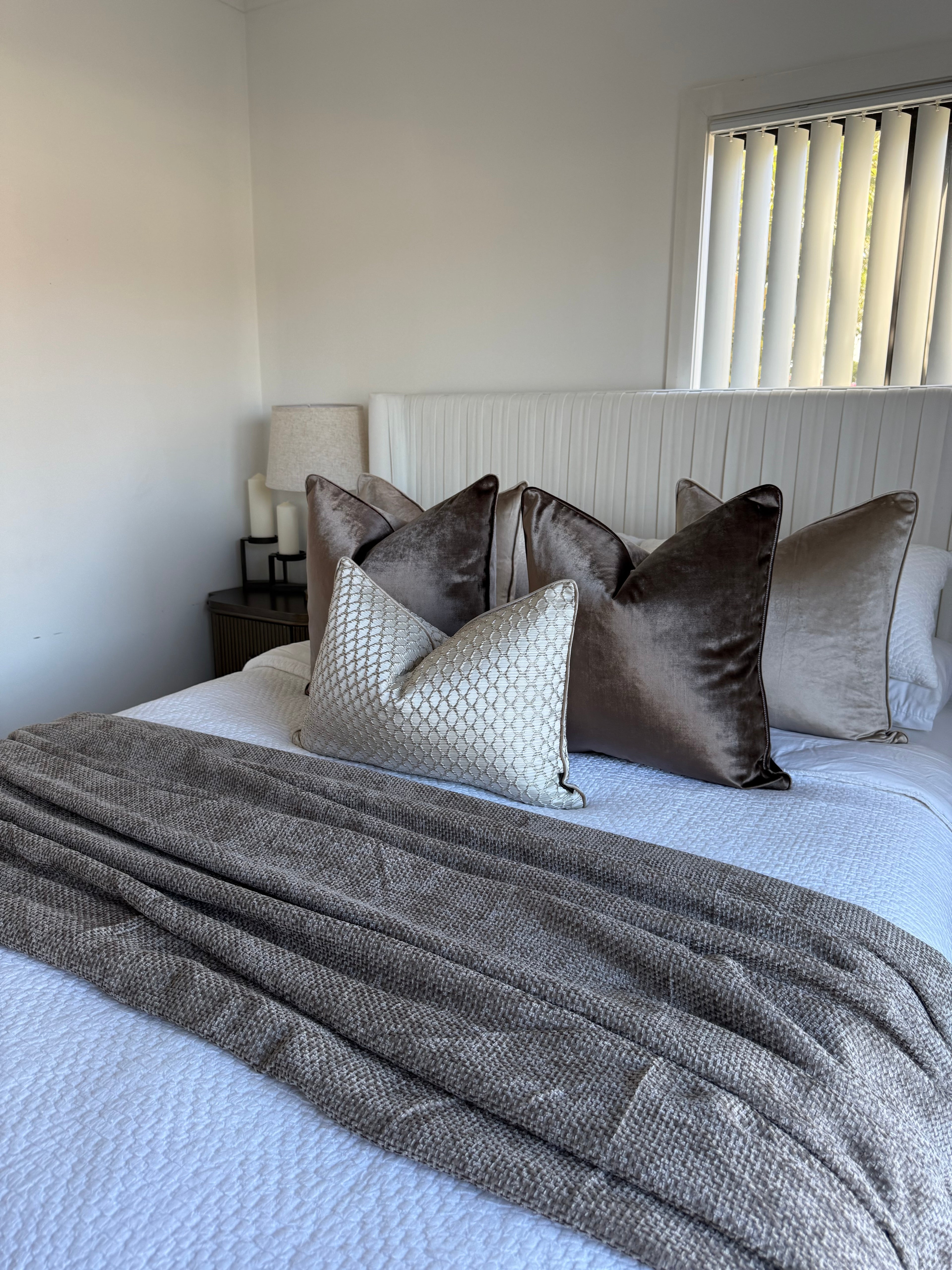 Light brown weave throw blanket