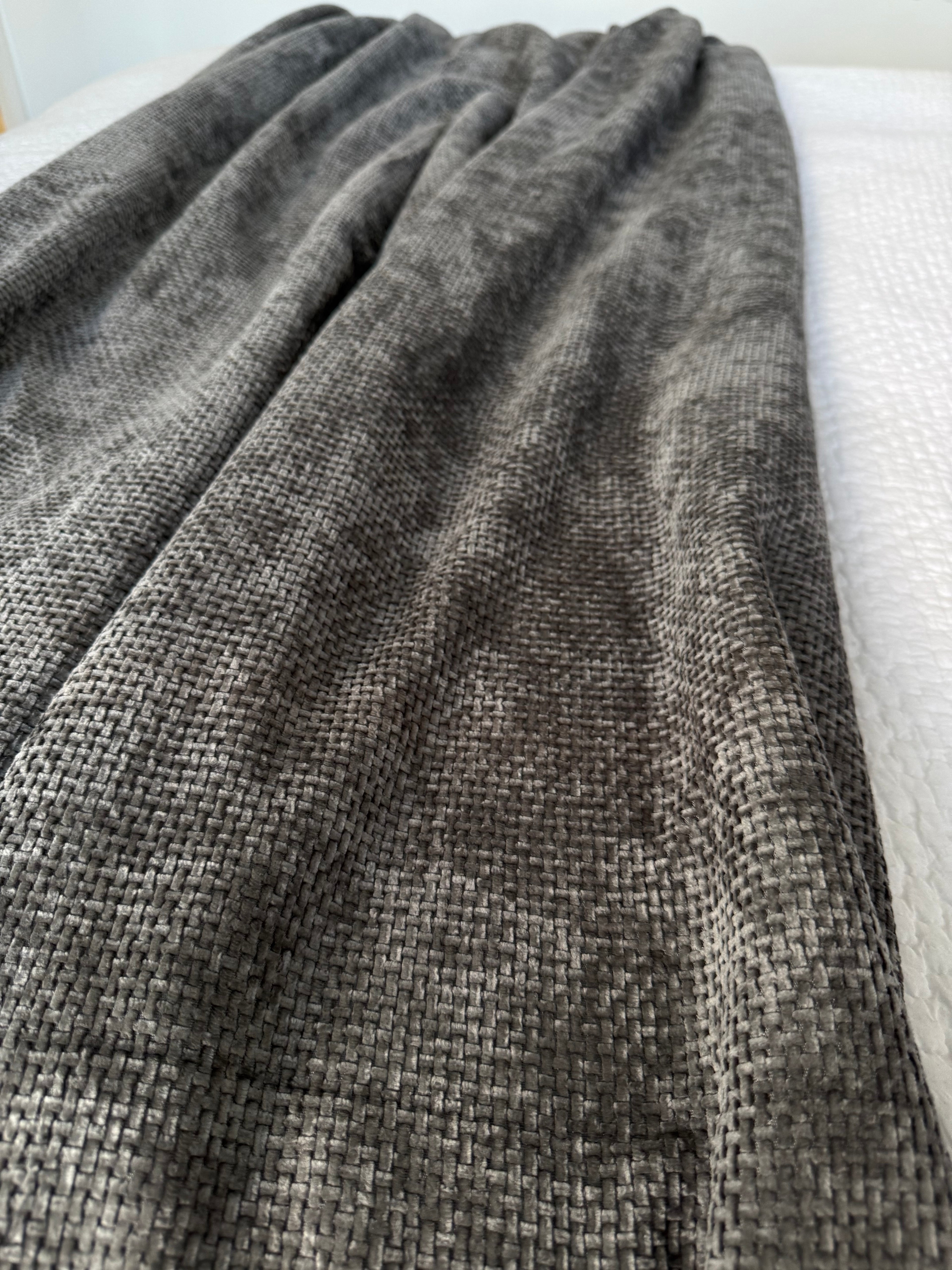 Dark grey weave throw blanket