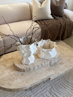 White wavy ceramic vase