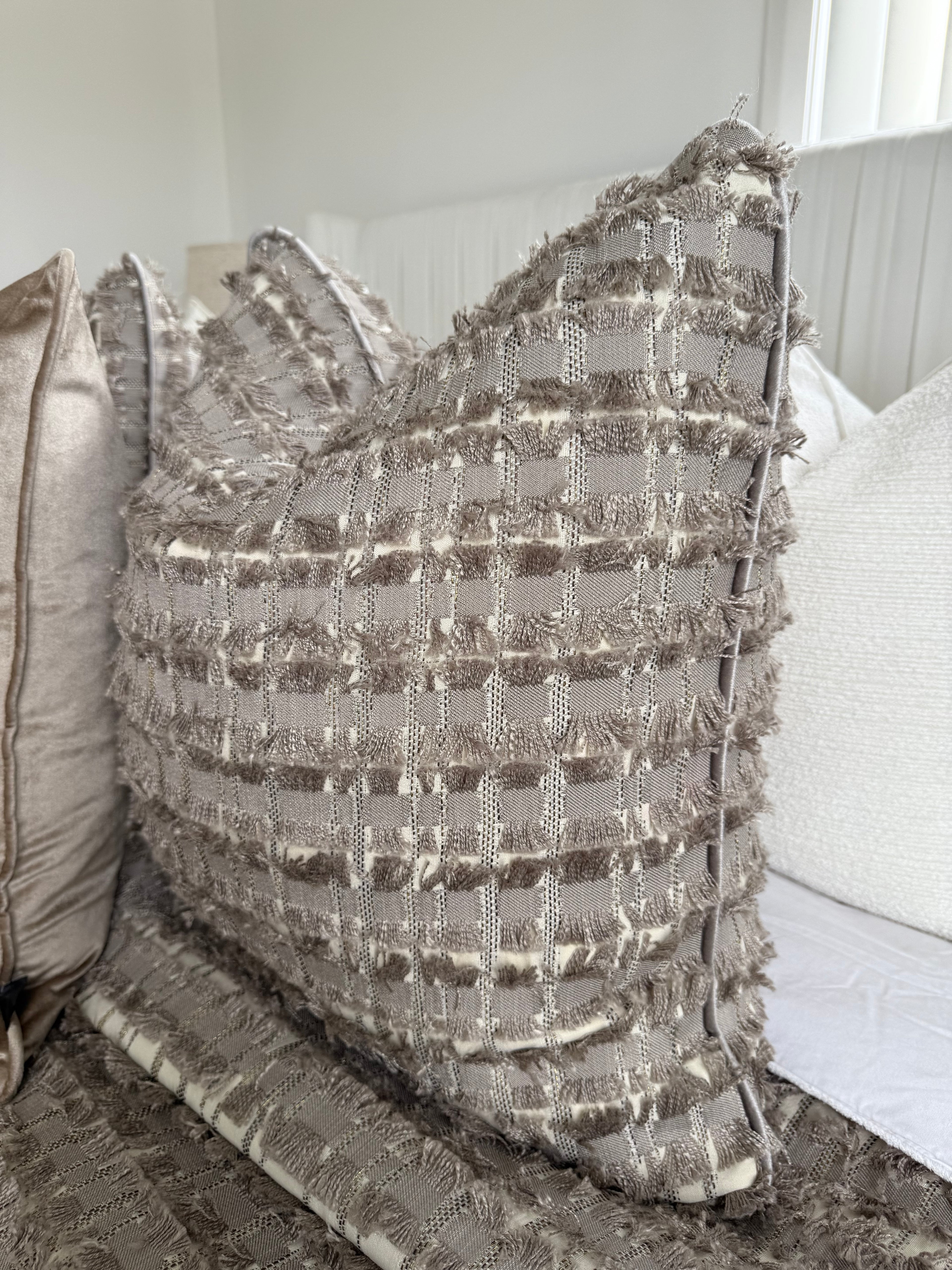 Woven fringe luxe cushion cover
