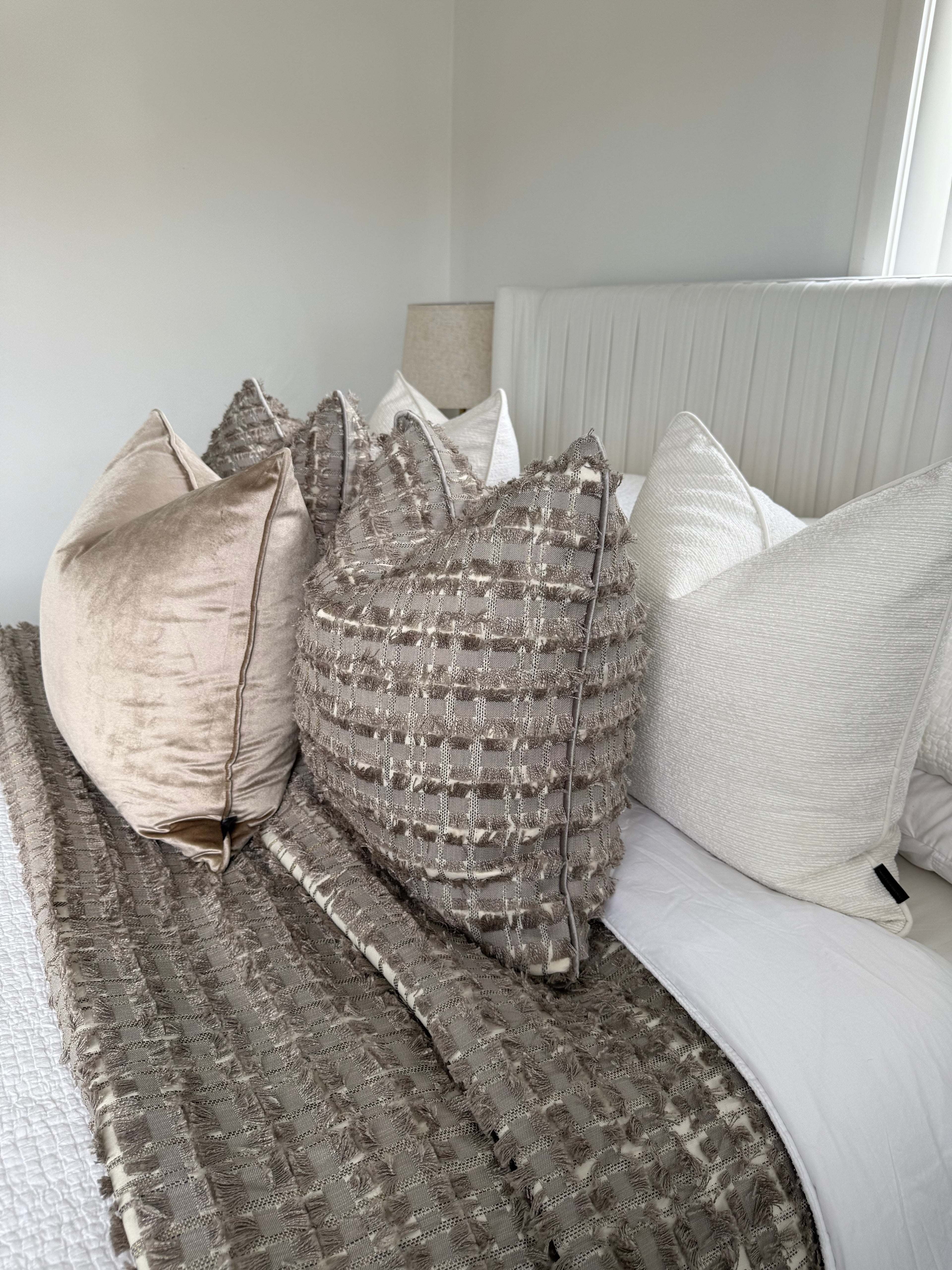 Woven fringe luxe cushion cover