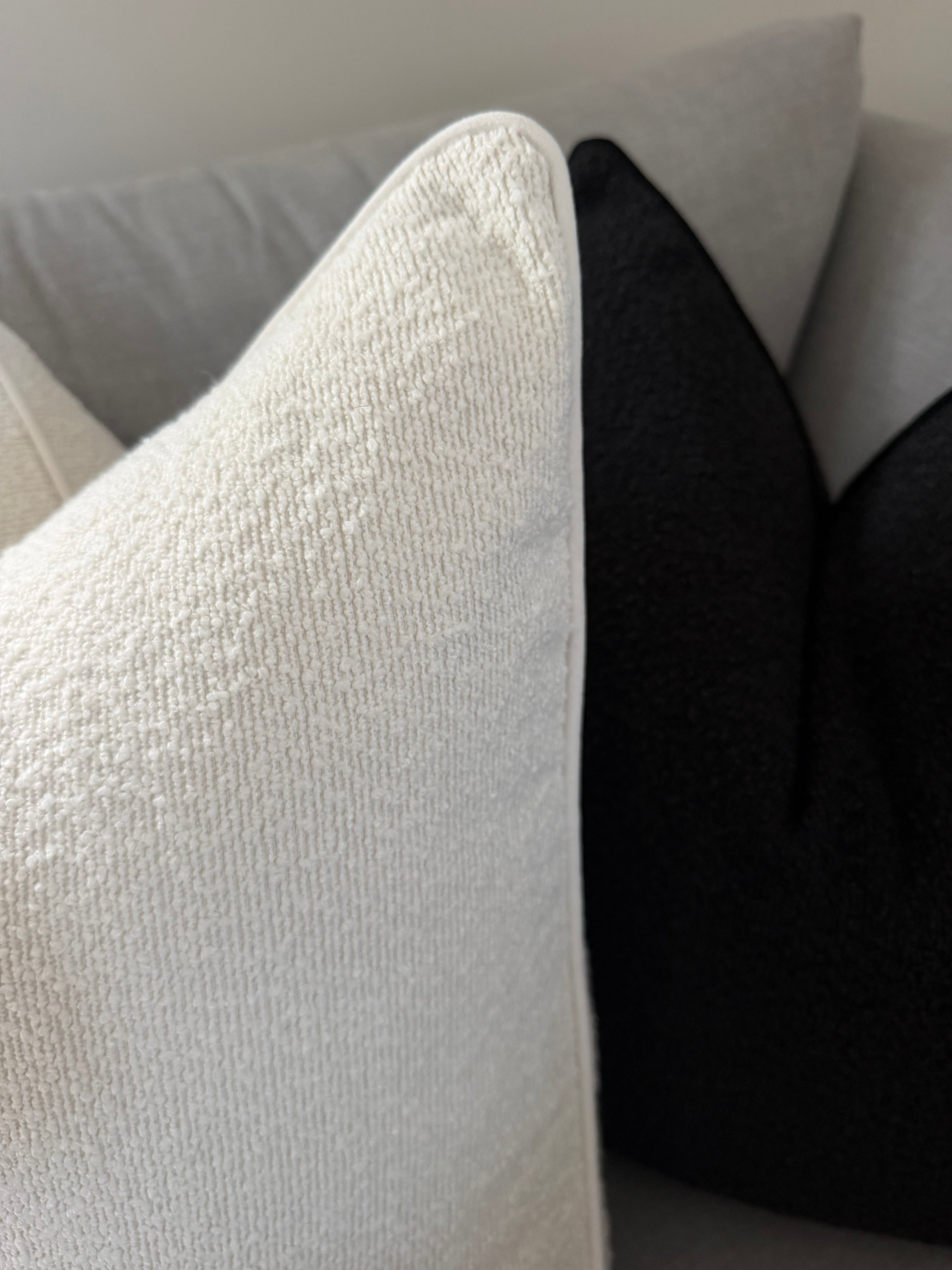 White boucle cushion cover