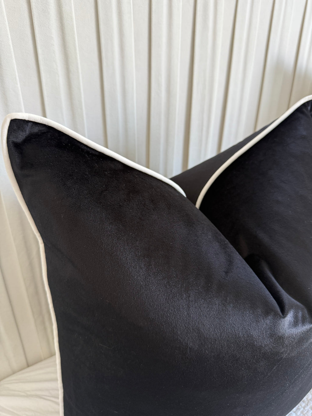 Black & White Piping | Velvet Cushion Cover