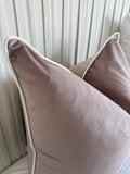 Blush & White Piping | Velvet Cushion Cover