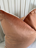 Coral & White Piping | Luxury Velvet Cushion Cover
