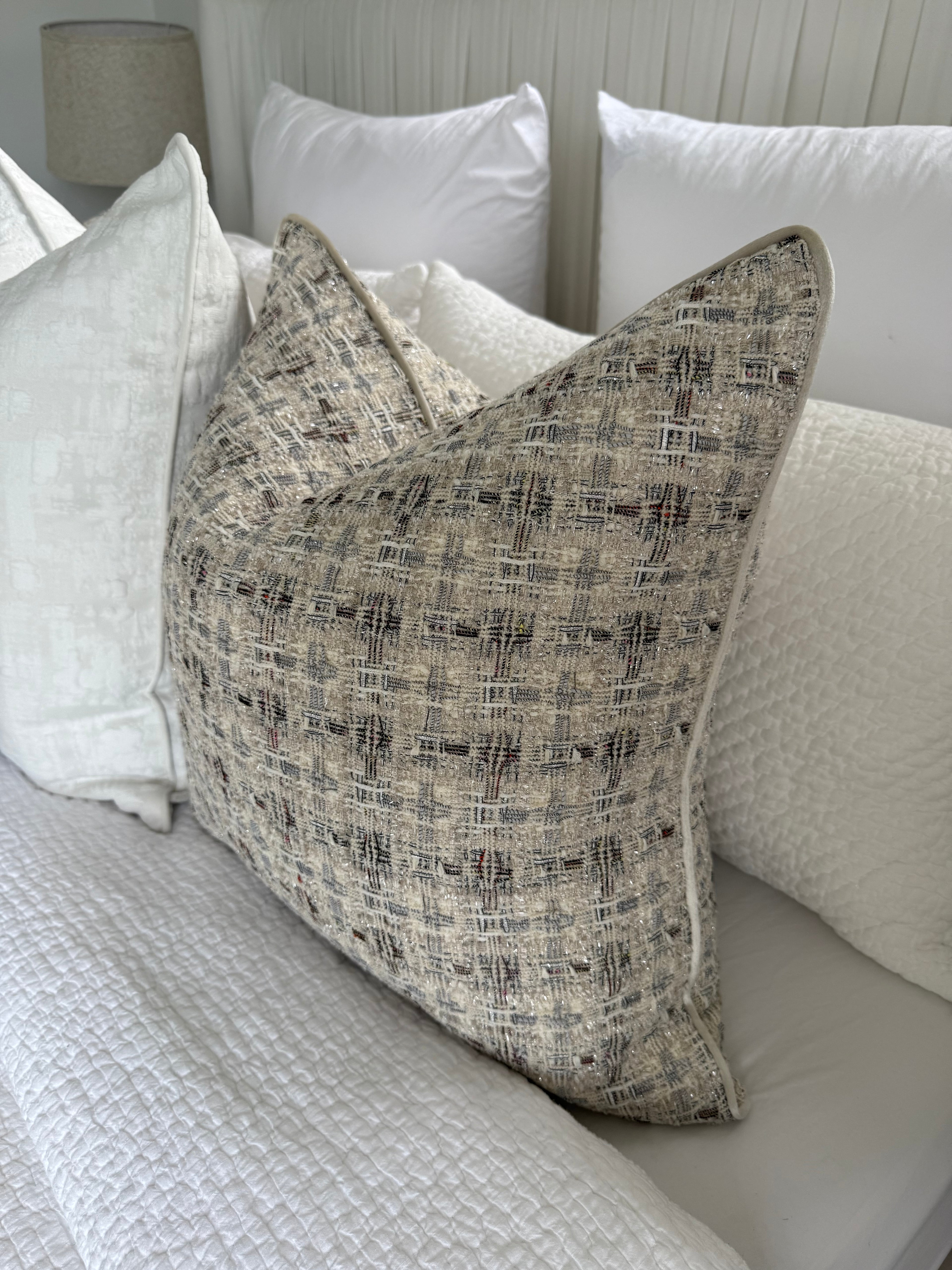 Ivory Luxe Tweed | Cushion Cover