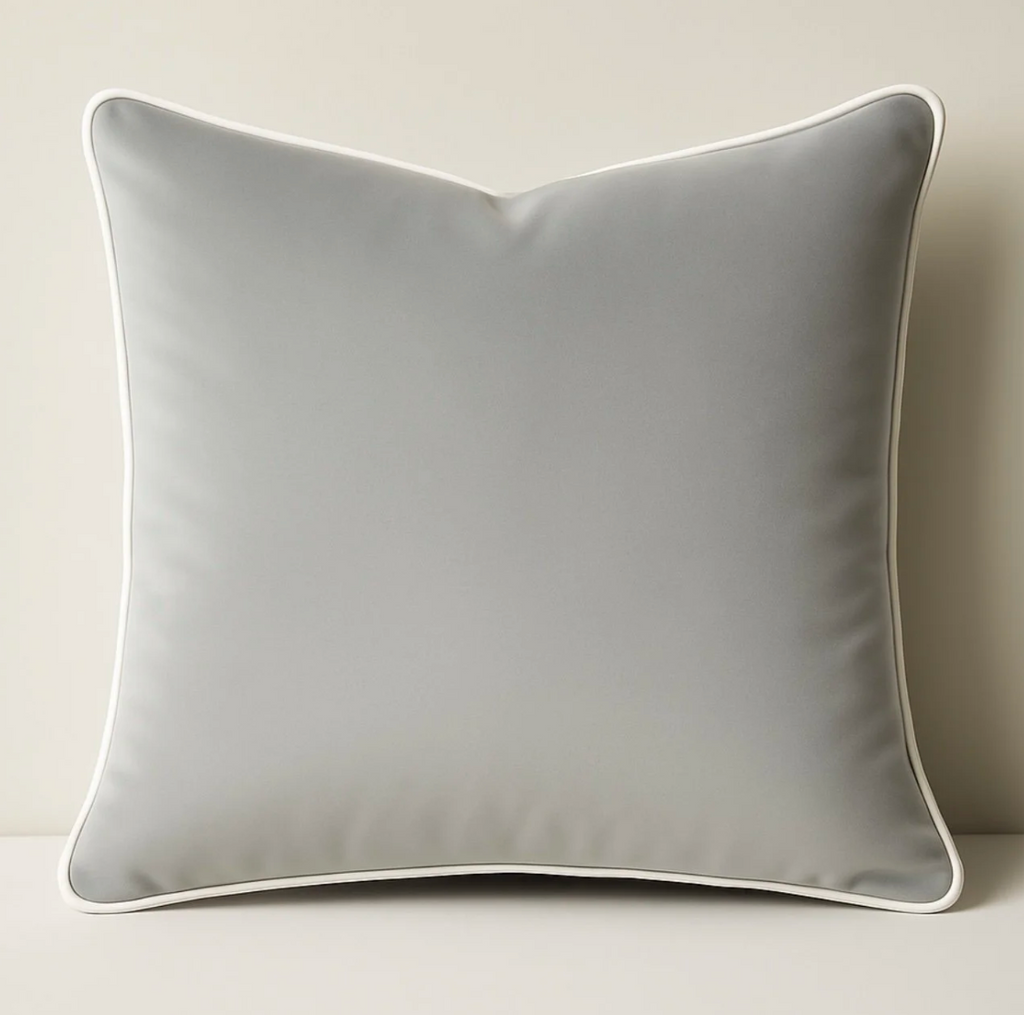 Grey & White Piping | Velvet Cushion Cover