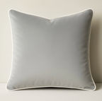 Grey & White Piping | Velvet Cushion Cover