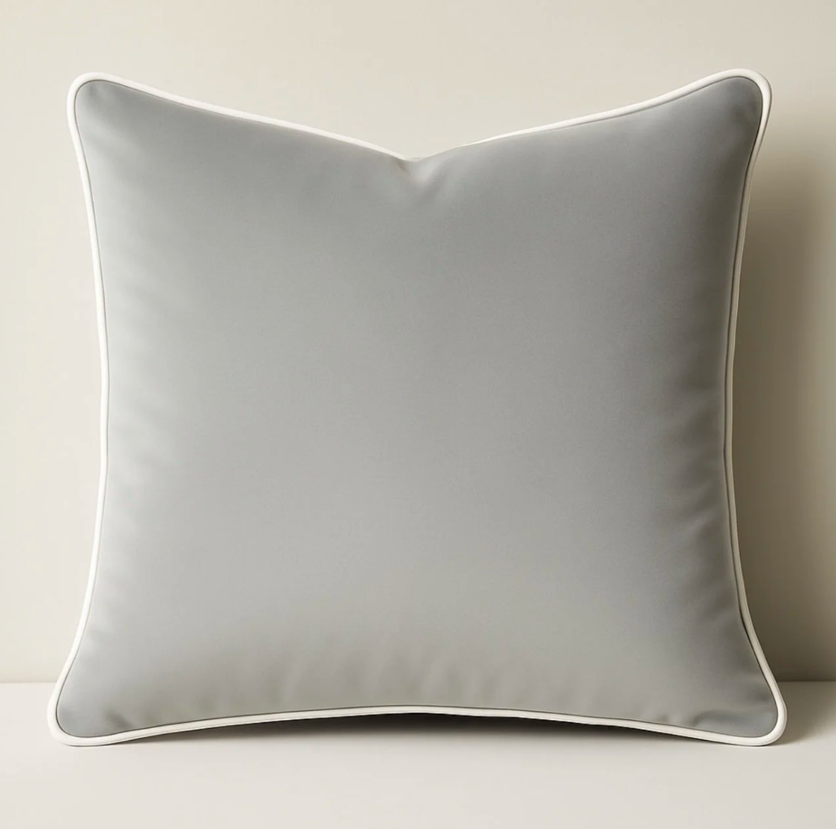 Grey & White Piping | Velvet Cushion Cover