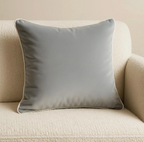Grey & White Piping | Velvet Cushion Cover